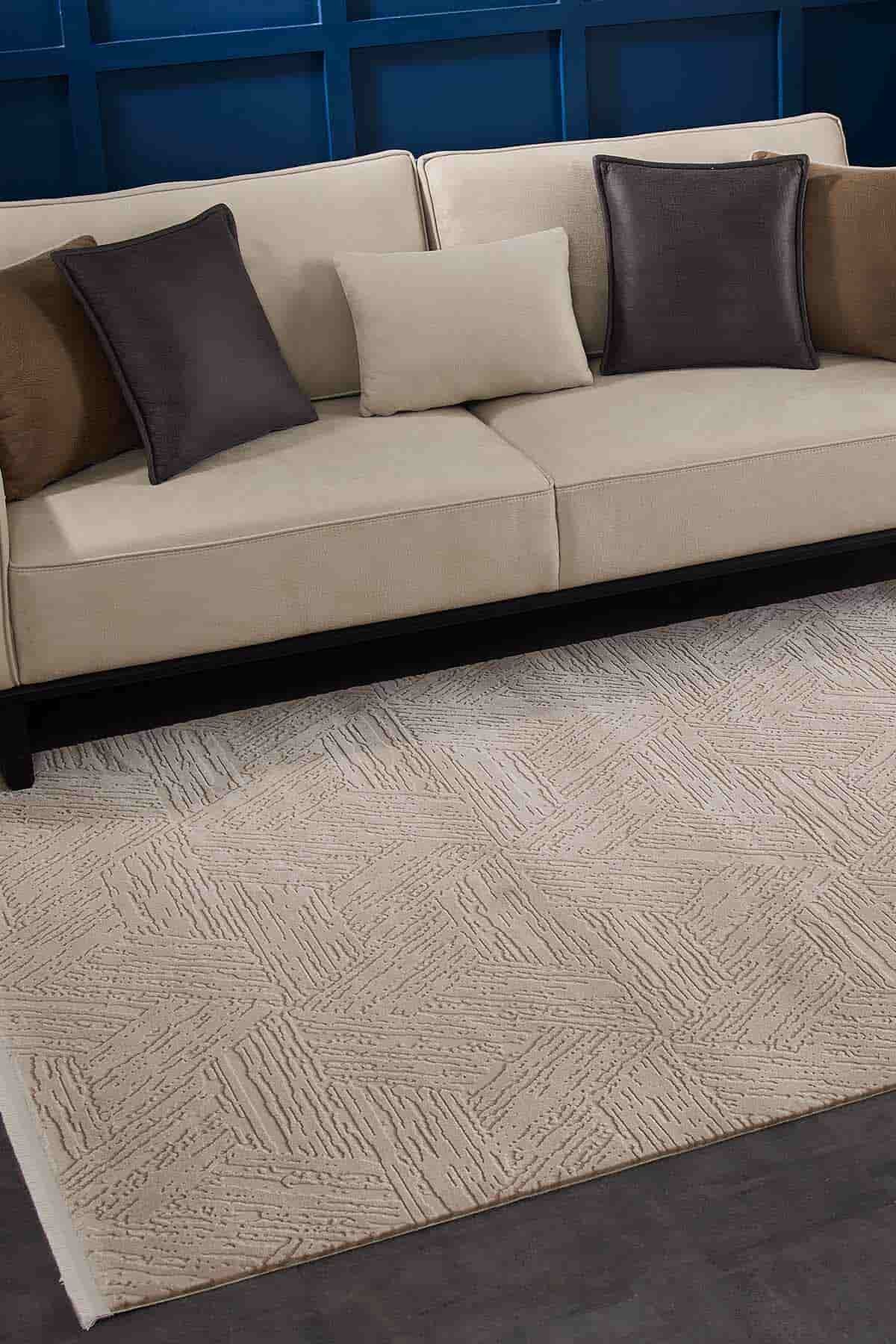 Carissa 11331 Dikdörtgen Akrilik Makine Halısı 100X300 - Krem