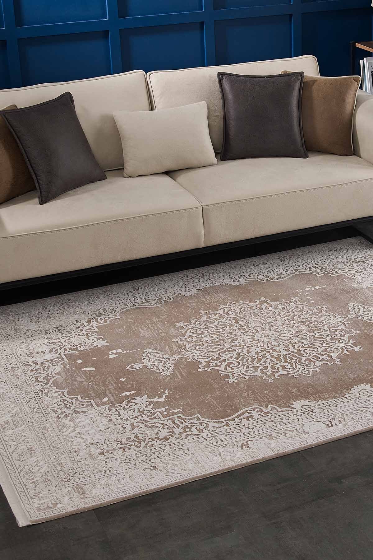 Carissa 11329 Dikdörtgen Akrilik Makine Halısı 160X230 - Kahverengi