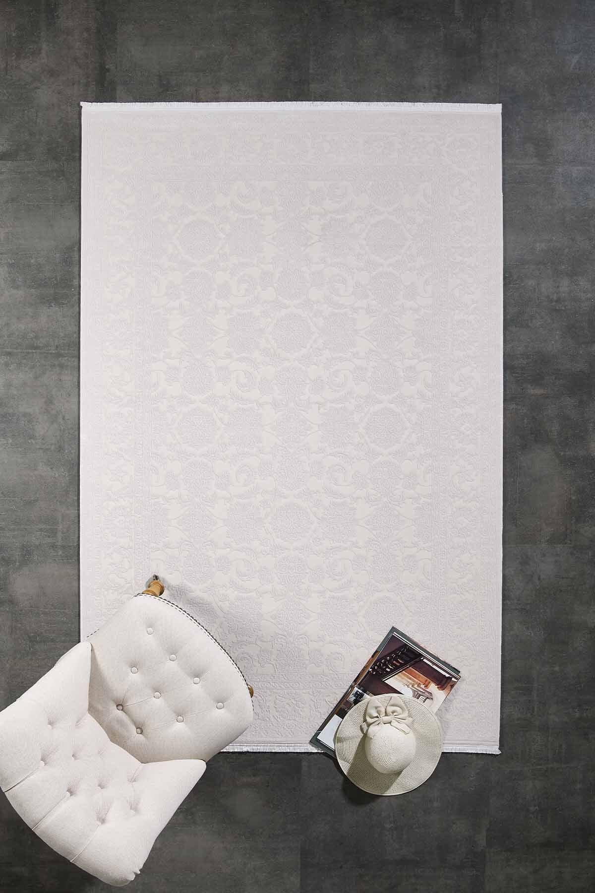 Esiliva 11309 Dikdörtgen Doğal İplik Makine Halısı 160X230 - Krem