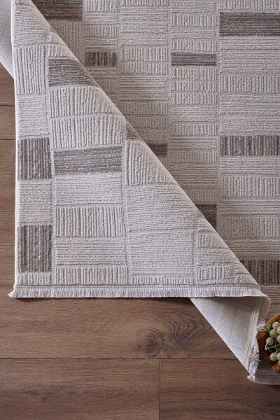 Ledax 17744 Dikdörtgen Polyester Makine Halısı Gri - 100x300