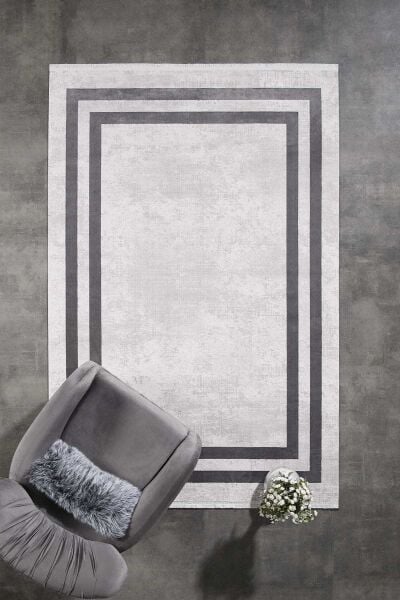 Black&Brown 11297 Dikdörtgen Doğal İplik Makine Halısı 200X290 - Gri