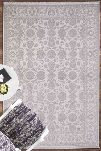 Esiliva 11309 Dikdörtgen Doğal İplik Makine Halısı 80X300 - Gri