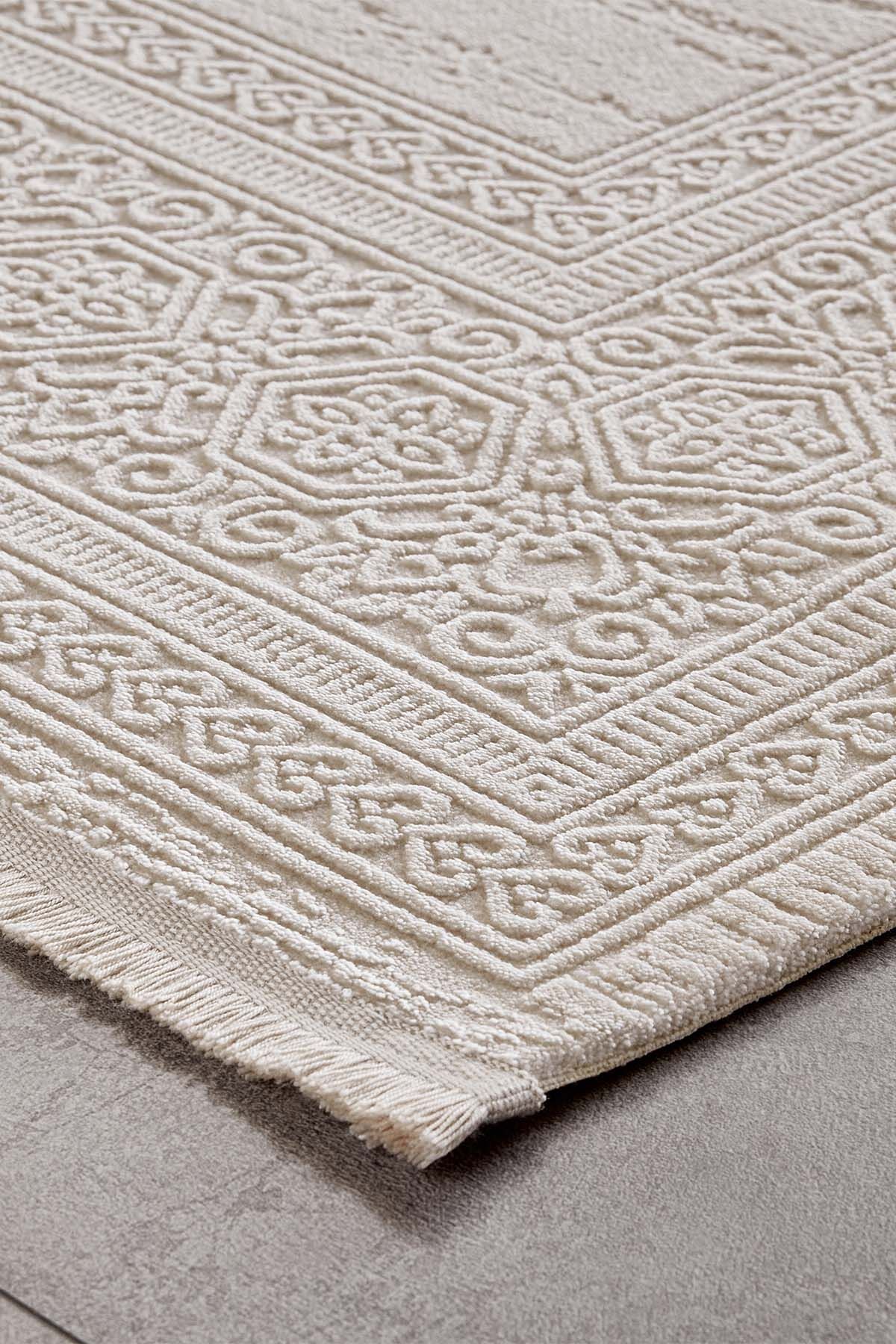 Elenza 18916 Akrilik Dikdörtgen Makine Halısı 100X300 - Krem
