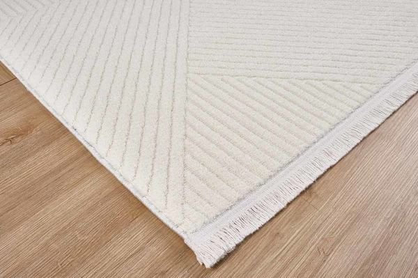 Deco Geo 80010 Dikdörtgen Polyester Pamuk Karışımlı Makine Halısı 120X180 - Krem