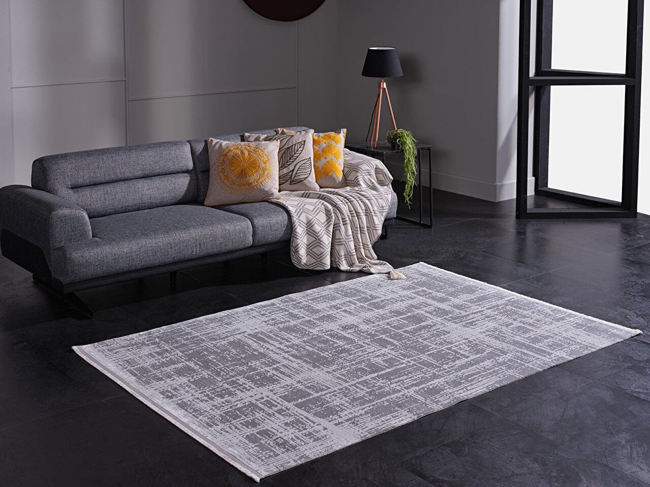 Venita 11961 Dikdörtgen Polyester Makine Halısı 160X0000 - Gri