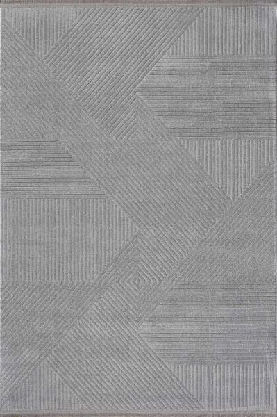 Deco Geo 80010 Dikdörtgen Polyester Pamuk Karışımlı Makine Halısı 100X200 - Gri