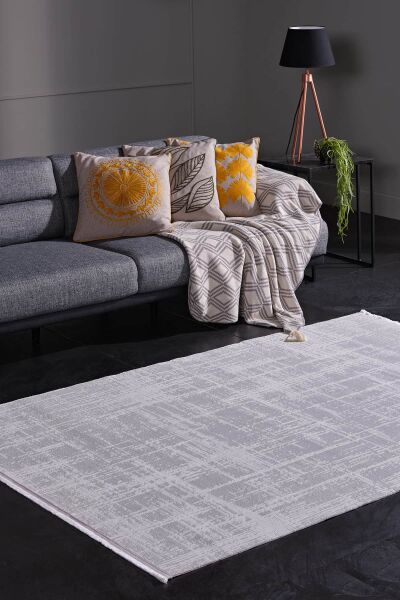 Venita 11961 Dikdörtgen Polyester Makine Halısı 80X150 - Beyaz