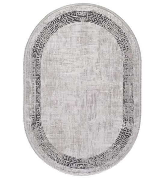 Black&Brown 11298 Doğal İplik Oval Makine Halısı 120x180 - Gri