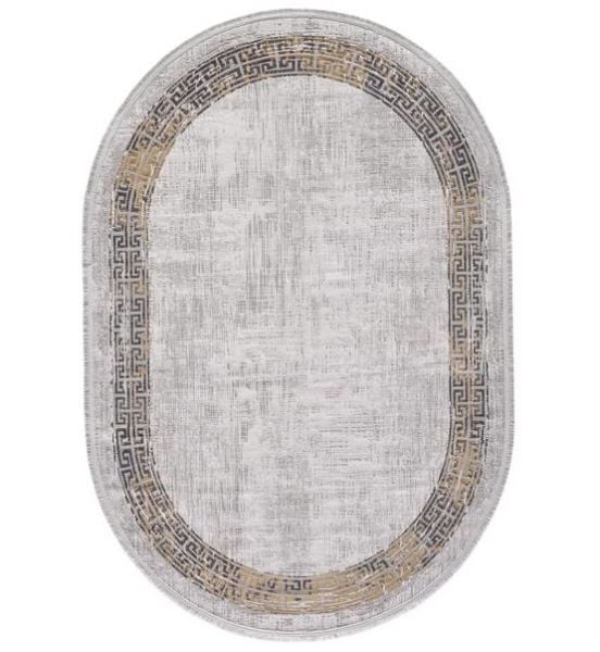 Black&Brown 11298 Doğal İplik Oval Makine Halısı 120x180 - Sarı