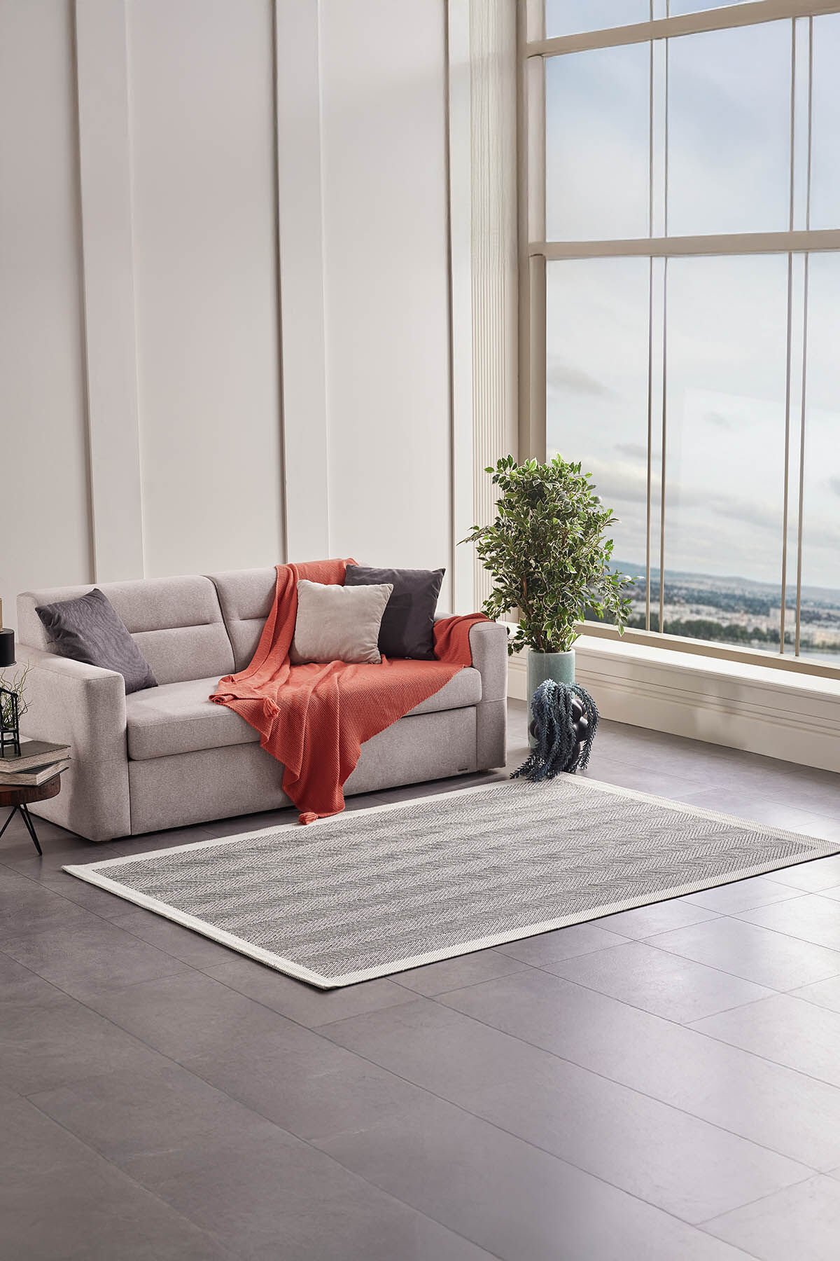 Deco Sisal 80140 Dikdörtgen Yıkanabilir Antitoz Halı 80X150 - Gri