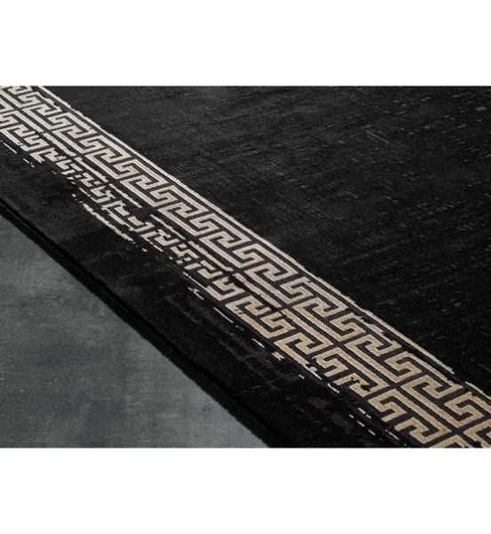 Black&Brown 11298 Doğal İplik Oval Makine Halısı 200x290 - Siyah