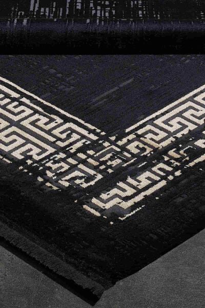 Black&Brown 11298 Doğal İplik Dikdörtgen Makine Halısı 240x340 - Siyah