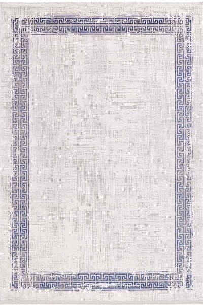 Black&Brown 11298 Doğal İplik Dikdörtgen Makine Halısı 100x200 - Mavi