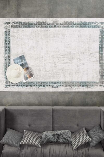 Black&Brown 11298 Doğal İplik Dikdörtgen Makine Halısı 100x300 - Yeşil