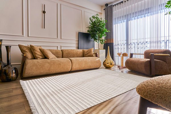Deco Daisy 16666 Dikdörtgen Tozumaz Makine Halısı 160x000 - Krem