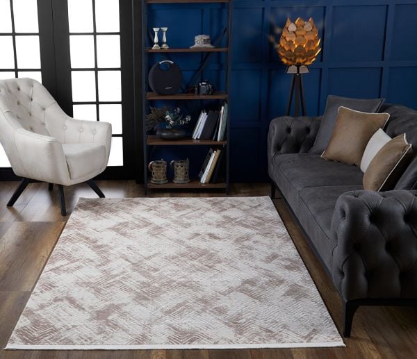 NovaStyle 11490 Dikdörtgen Akrilik Makine Halısı 80X150 - Krem