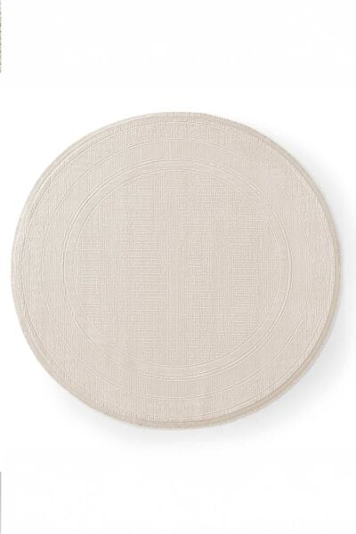 Galina 16649 Daire Akrilik Makine Halısı 160x160 - Krem