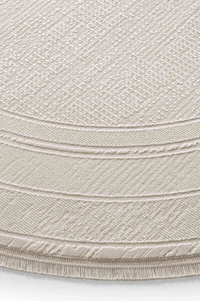 Galina 16649 Daire Akrilik Makine Halısı 160x160 - Krem