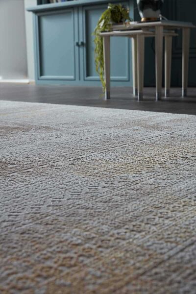 Novastyle 13657 Dikdörtgen Akrilik Makine Halısı 100X300 - Sarı