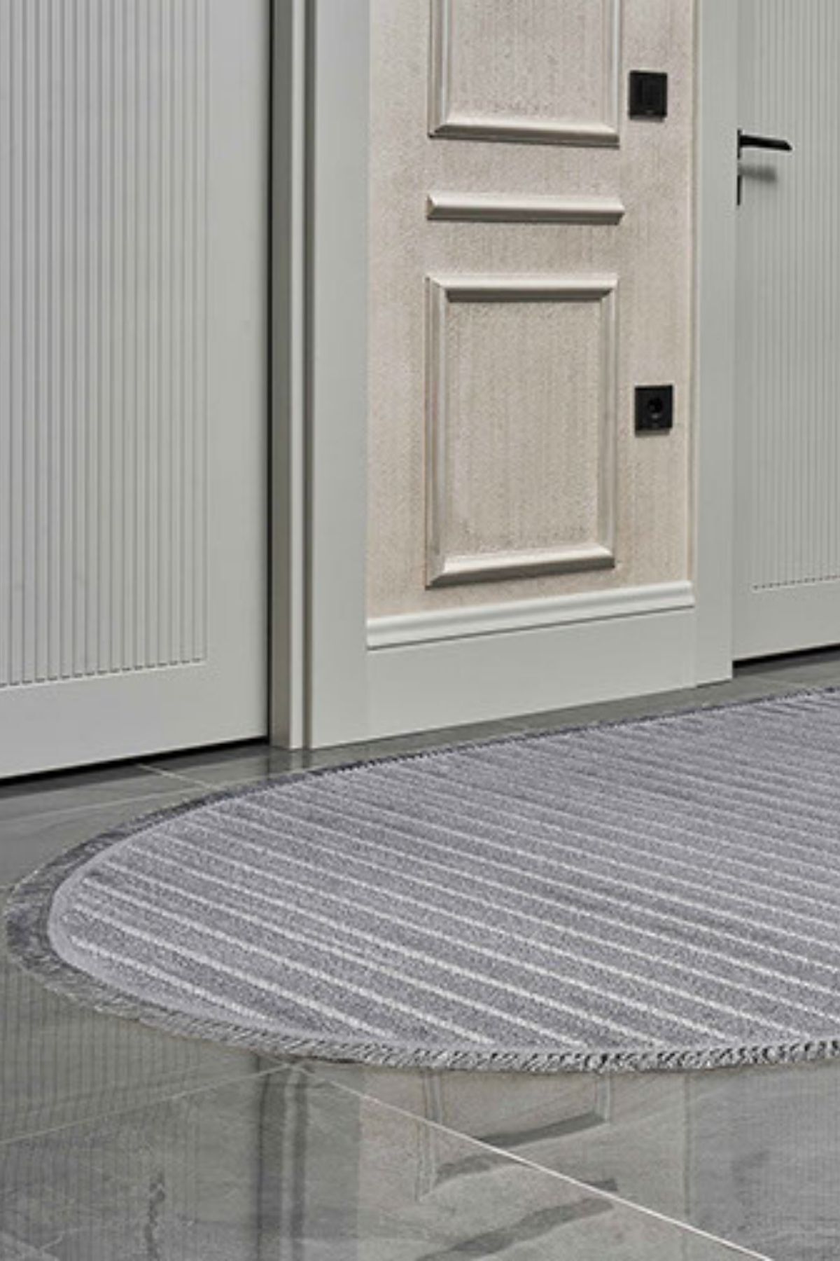 Deco Daisy 16666 Oval Tozumaz Makine Halısı 120X180 - Gri | Gümüşsuyu