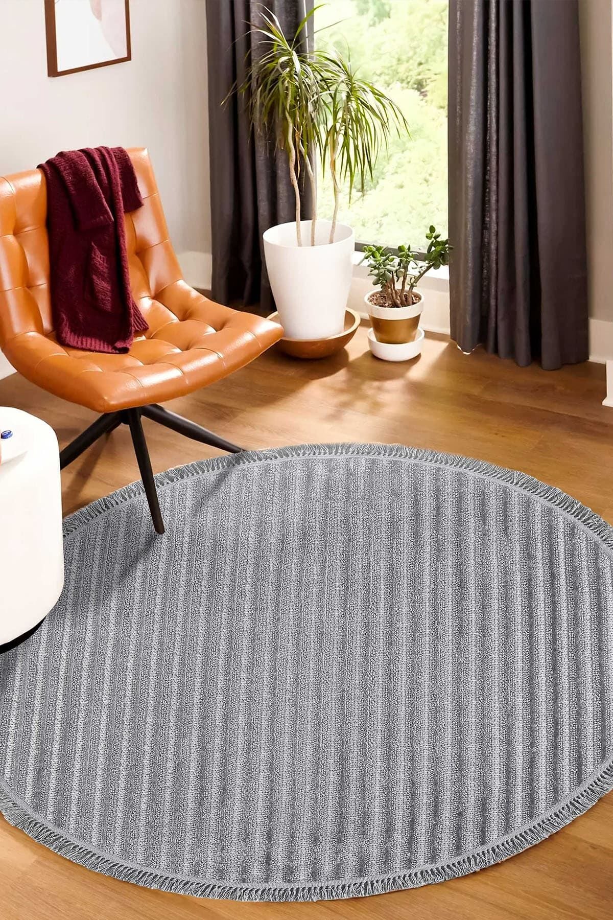 Deco Daisy 16666 Daire Tozumaz Makine Halısı 160x160 - Gri | Gümüşsuyu