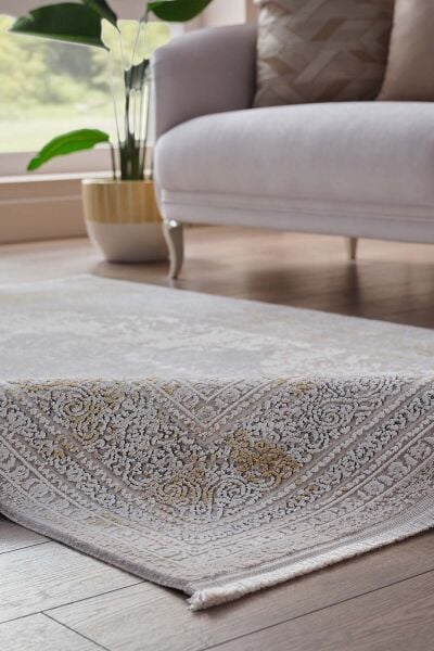 Esiliva 18289 Dikdörtgen Doğal İplik Makine Halısı 240X340 - Sarı