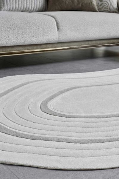 Lugano Art 19040 Tozumaz Üç Boyutlu Özel Şekilli Tasarım Halı 160x230 - Krem