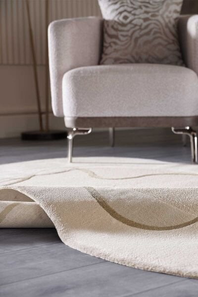 Lugano Art 19041 Tozumaz Üç Boyutlu Özel Şekilli Tasarım Halı 160X230 - Bej