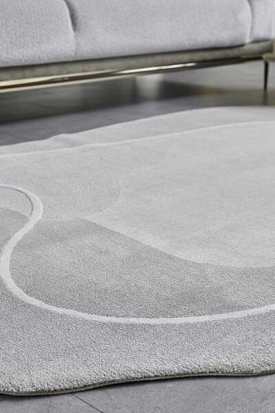 Lugano Art 19041 Tozumaz Üç Boyutlu Özel Şekilli Tasarım Halı 160X230 - Gri