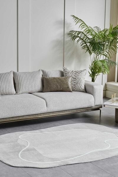 Lugano Art 19041 Tozumaz Üç Boyutlu Özel Şekilli Tasarım Halı 160X230 - Gri