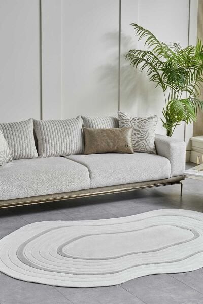 Lugano Art 19040 Tozumaz Üç Boyutlu Özel Şekilli Tasarım Halı 160X230 - Gri