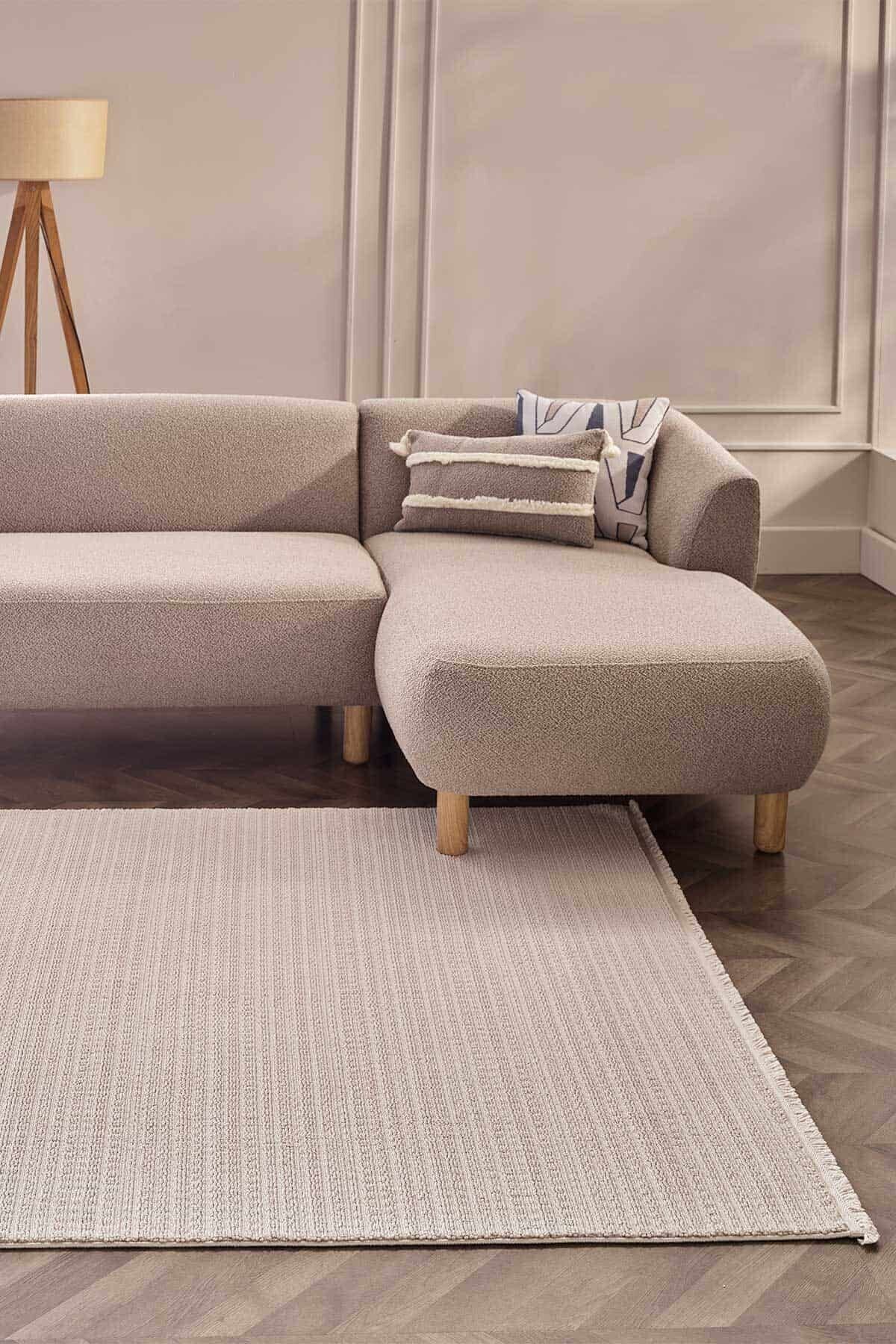 Deco Curlina 80044 Dikdörtgen Bukleli Halı 120x000 - Bej | Gümüşsuyu