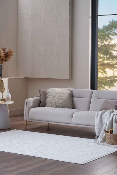 Deco Avior 17180 Dikdörtgen Geometrik Desenli Halı 160x230 - Krem