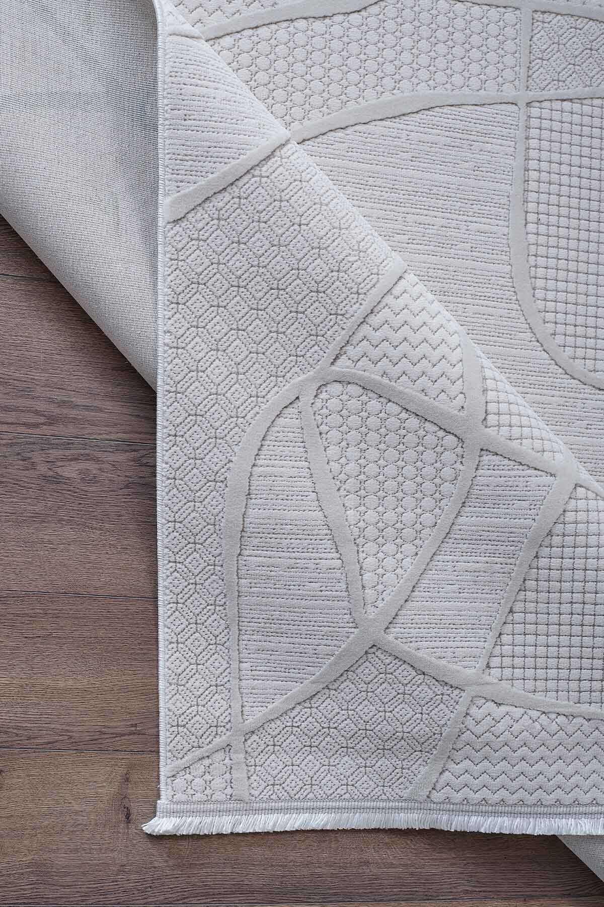 Deco Avior 17180 Dikdörtgen Geometrik Desenli Halı 160x230 - Krem