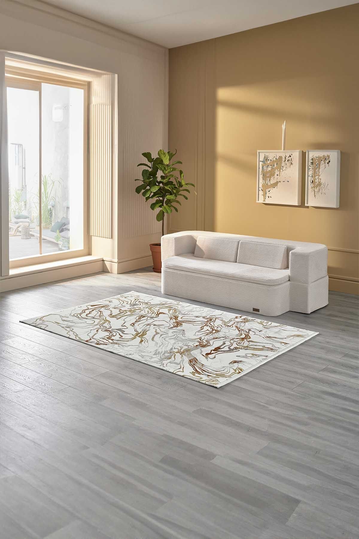 Viera 18832 Dikdörtgen Akrilik Makine Halısı 80x000 - Bakır