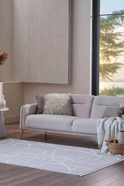 Deco Avior 17180 Dikdörtgen Geometrik Desenli Halı 160x230 - Gri