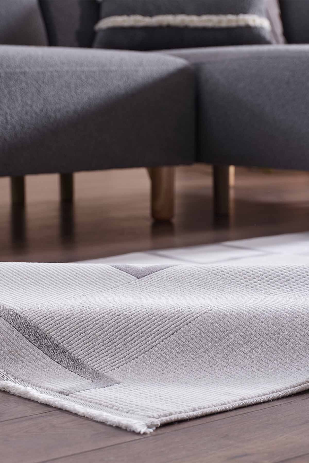 Deco Avior 17451 Dikdörtgen Geometrik Desenli Halı 80x000 - Krem