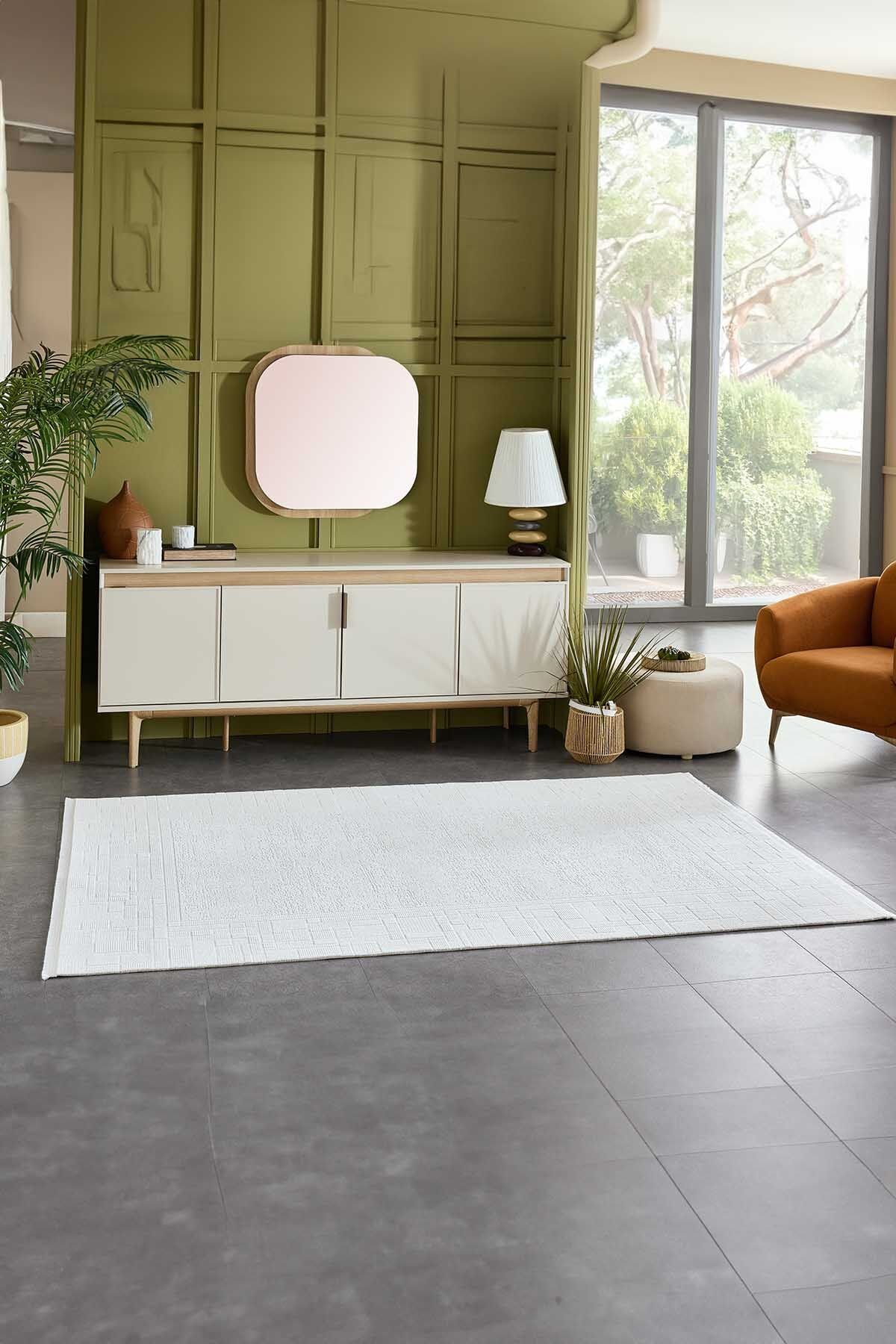 Viera 18837 Dikdörtgen Akrilik Makine Halısı 80x000 - Krem | Gümüşsuyu