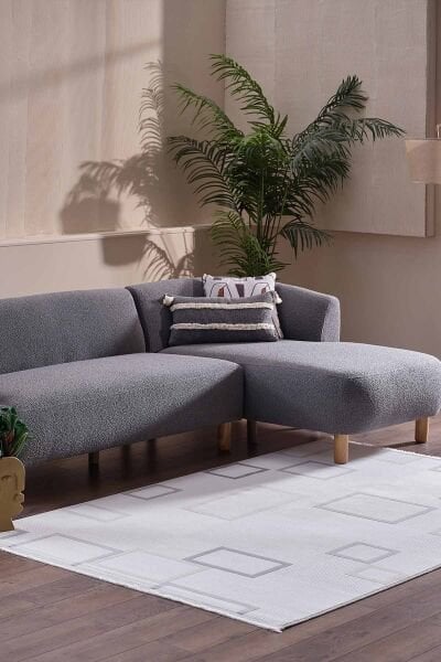 Deco Avior 17451 Dikdörtgen Geometrik Desenli Halı 200x290 - Krem