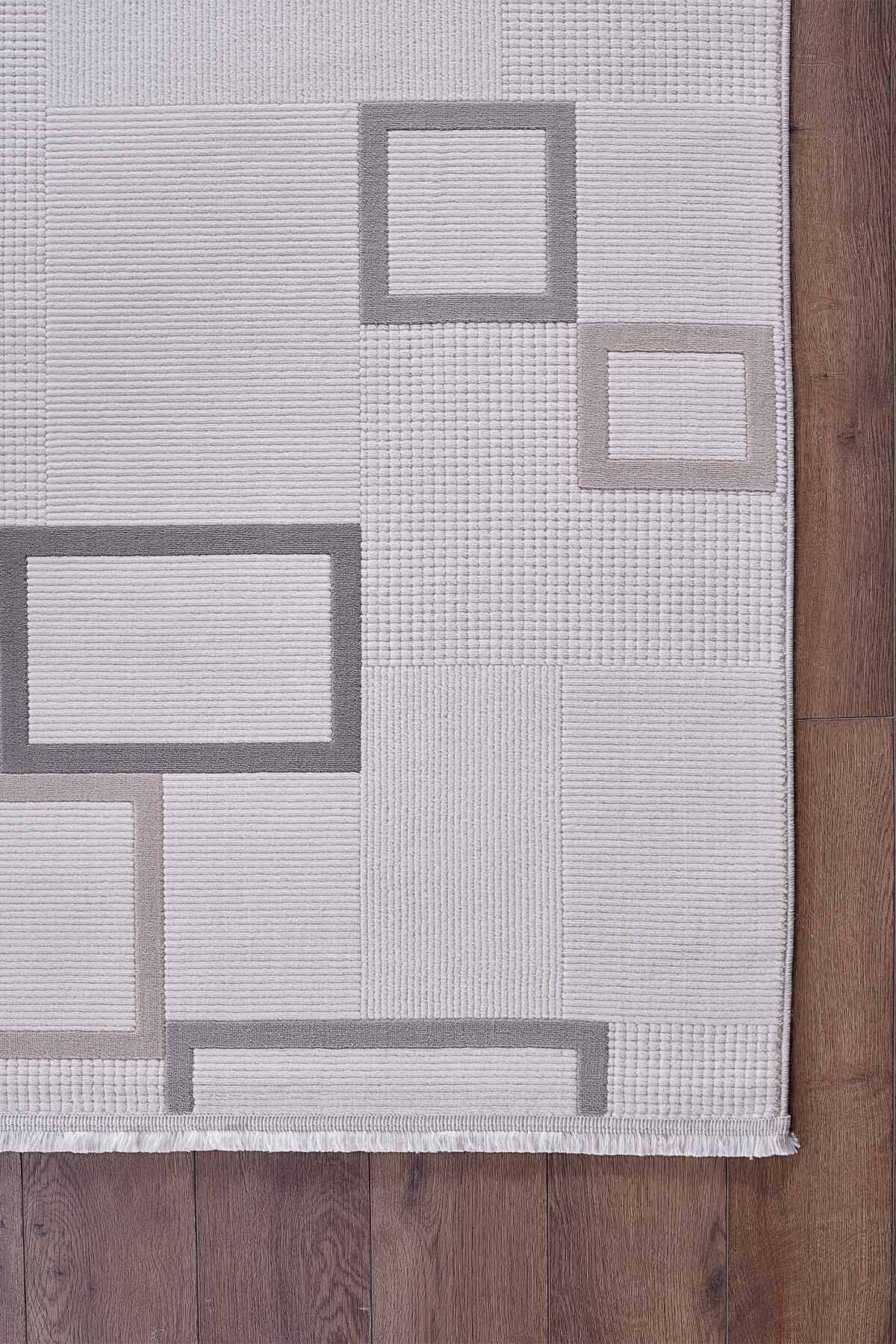 Deco Avior 17451 Dikdörtgen Geometrik Desenli Halı 200x290 - Krem