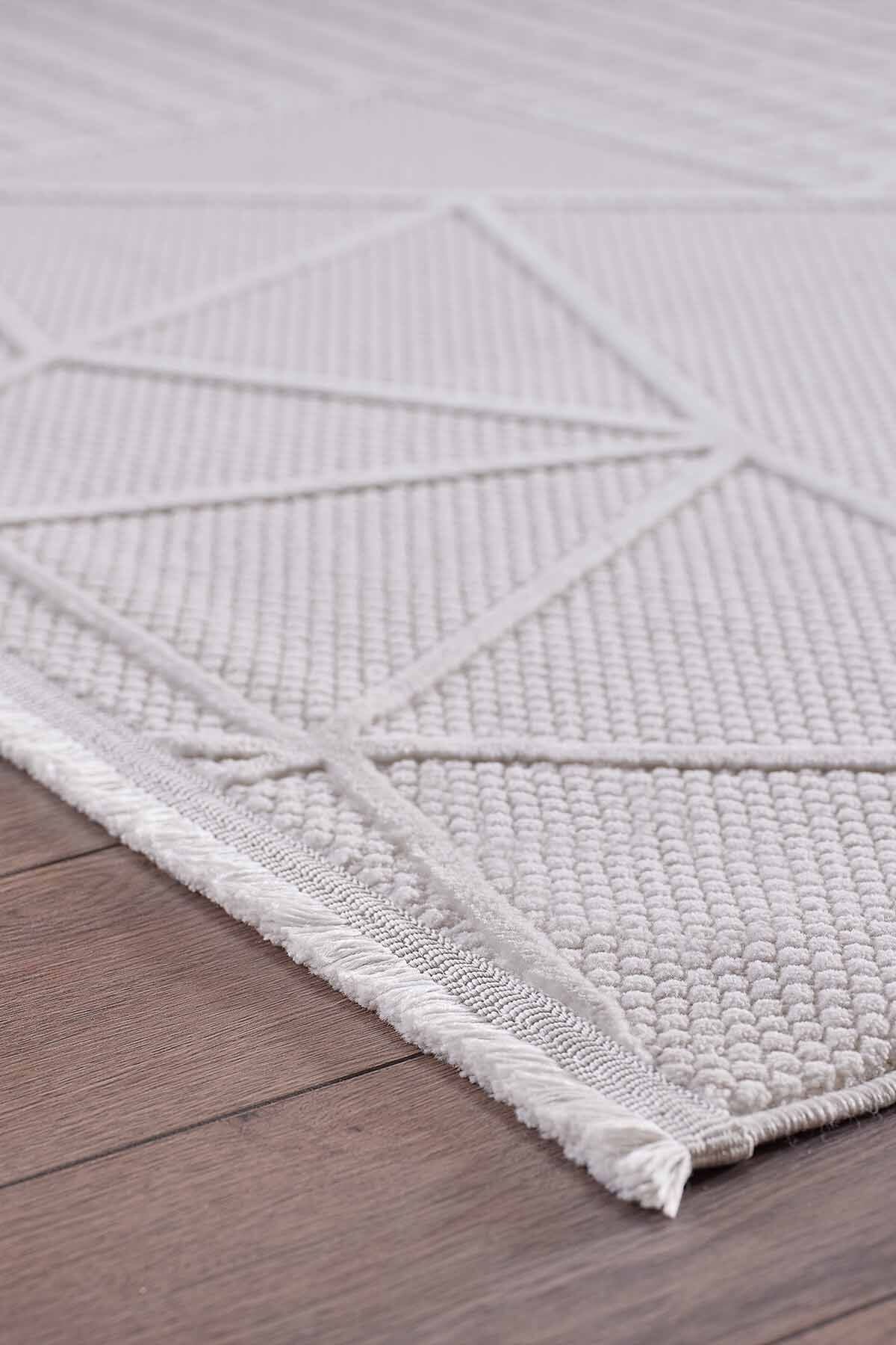 Deco Avior 17452 Dikdörtgen Geometrik Desenli Halı 160x230 - Krem