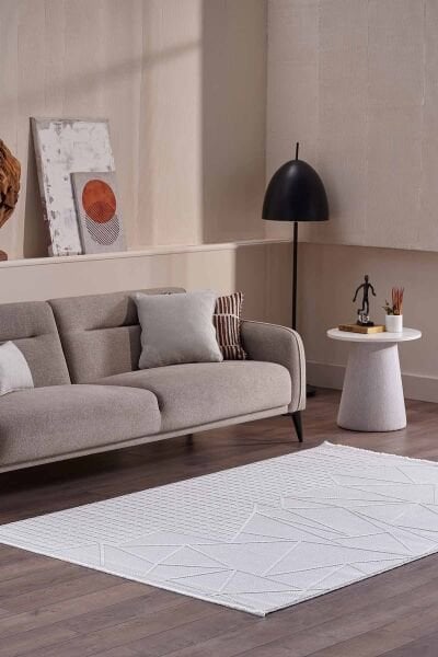 Deco Avior 17452 Dikdörtgen Geometrik Desenli Halı 200x290 - Krem