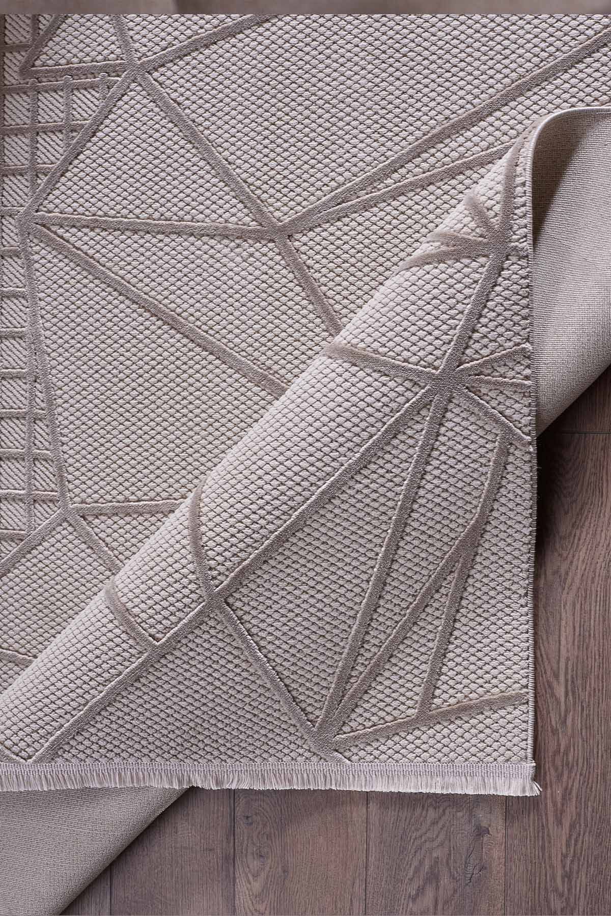 Deco Avior 17452 Dikdörtgen Geometrik Desenli Halı 80x000 - Bej