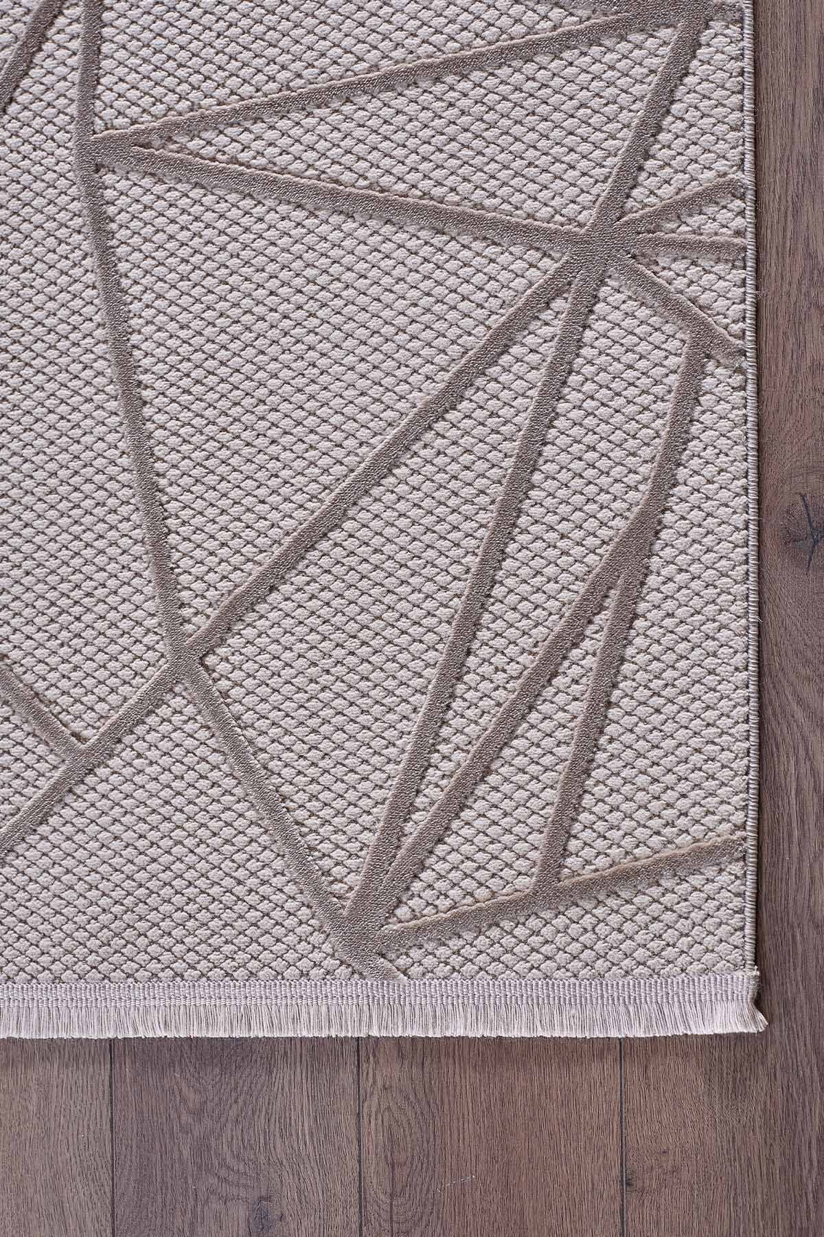 Deco Avior 17452 Dikdörtgen Geometrik Desenli Halı 120x000 - Bej