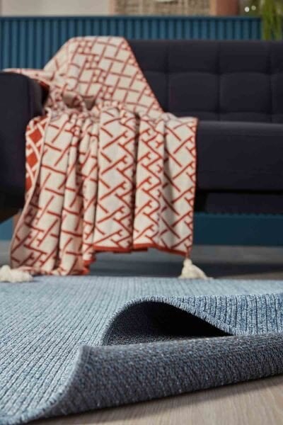 Deco Fashion 14017 Dikdörtgen Yıkanabilir Antitoz Halı 100X200 - Mavi