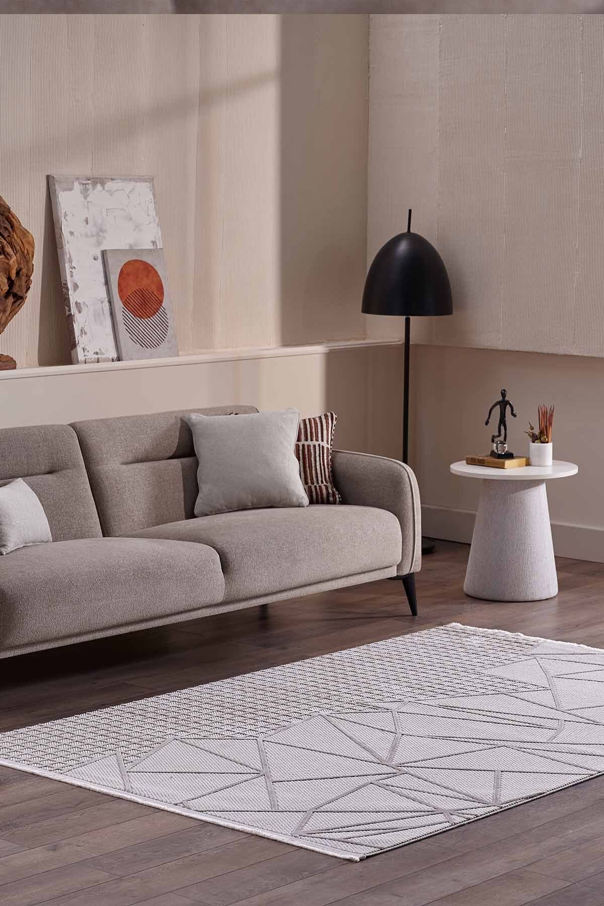 Deco Avior 17452 Dikdörtgen Geometrik Desenli Halı 200X290 - Bej