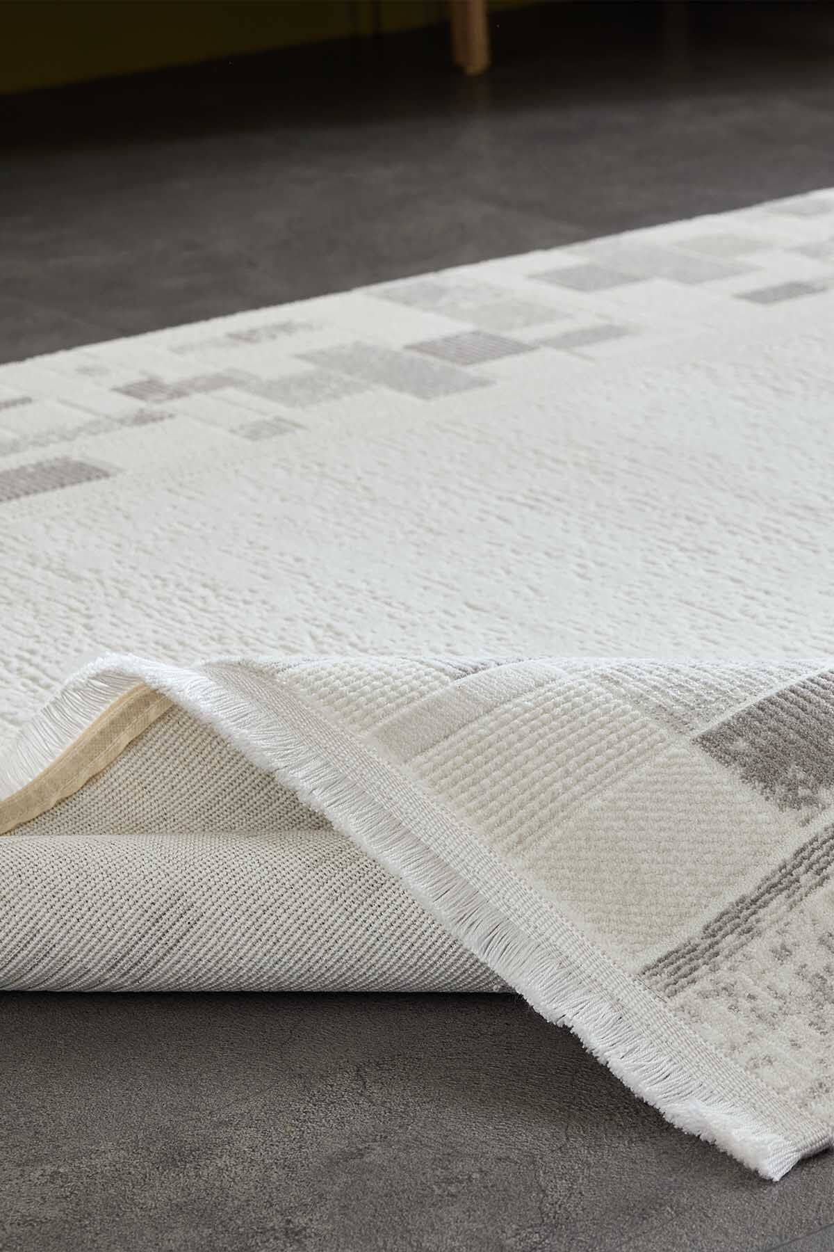 Viera 18837 Dikdörtgen Akrilik Makine Halısı 100X300 - Gri | Gümüşsuyu