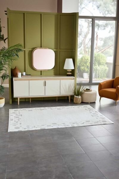 Viera 18837 Dikdörtgen Akrilik Makine Halısı 100X300 - Gri