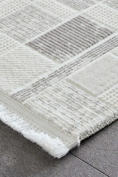 Viera 18837 Dikdörtgen Akrilik Makine Halısı 120x000 - Gri