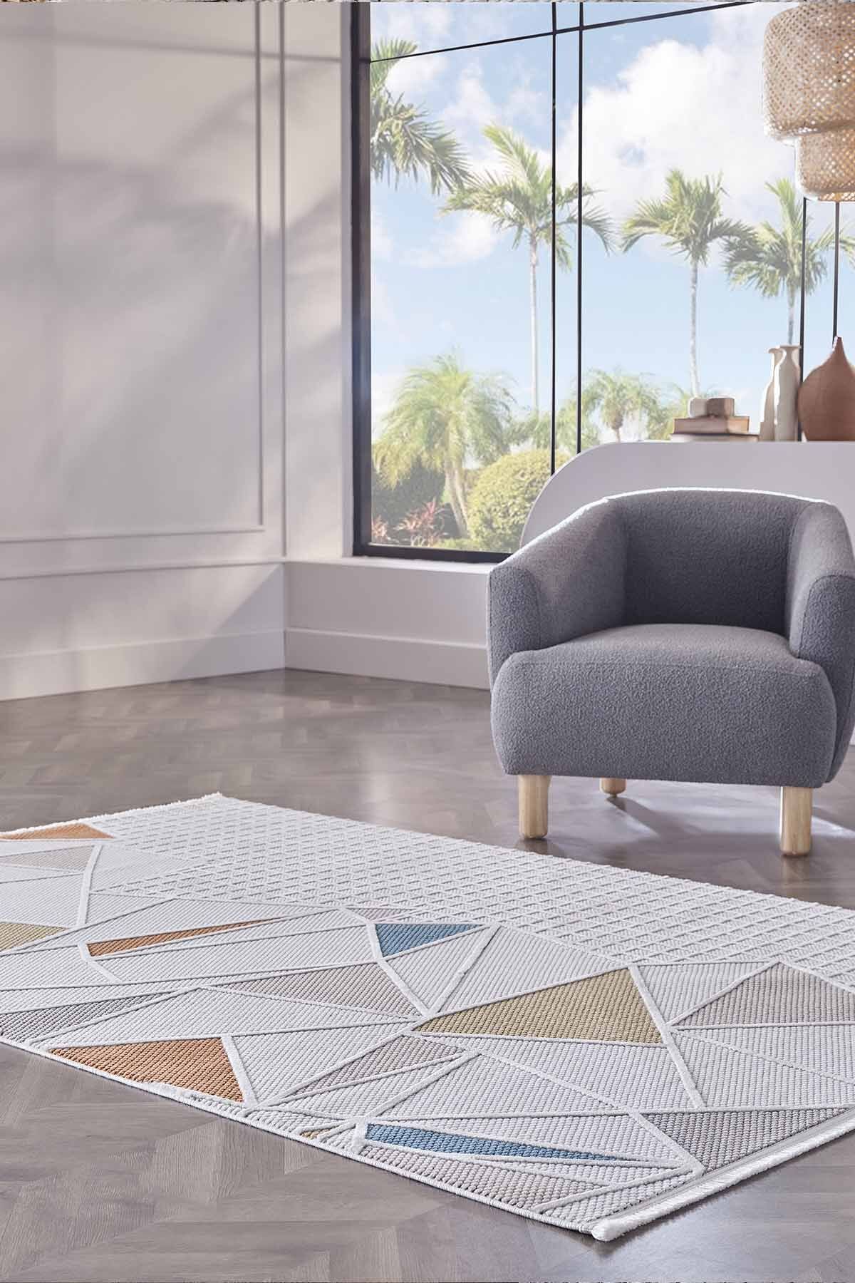 Deco Avior 17452 Dikdörtgen Geometrik Desenli Halı 200x000 - Multi